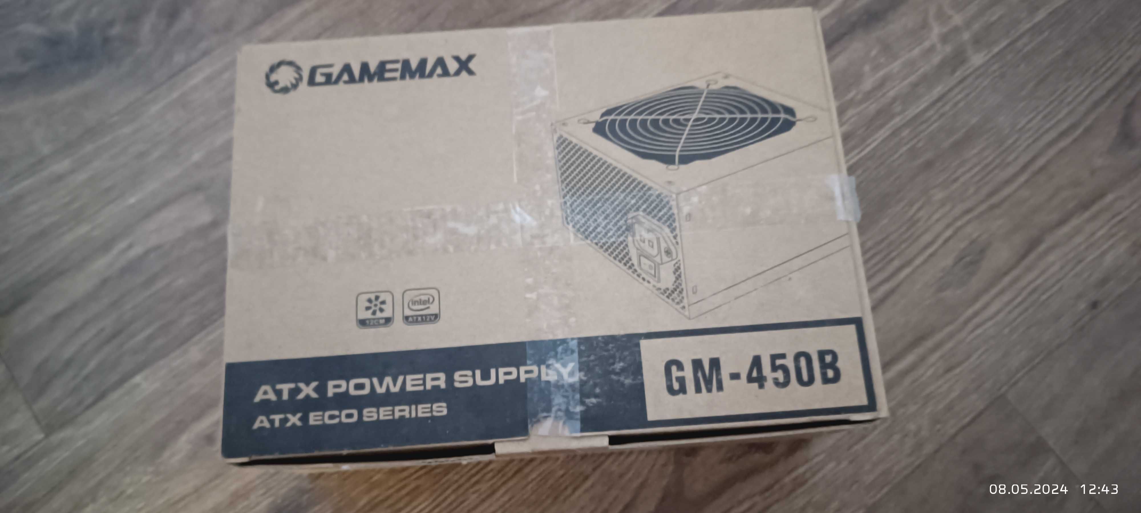 Блок питания GM-450B GameMax, ATX, 450W, 4pin,6pin,sata для компьютера