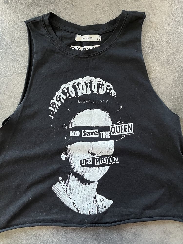 Koszulka crop top damski czarny S