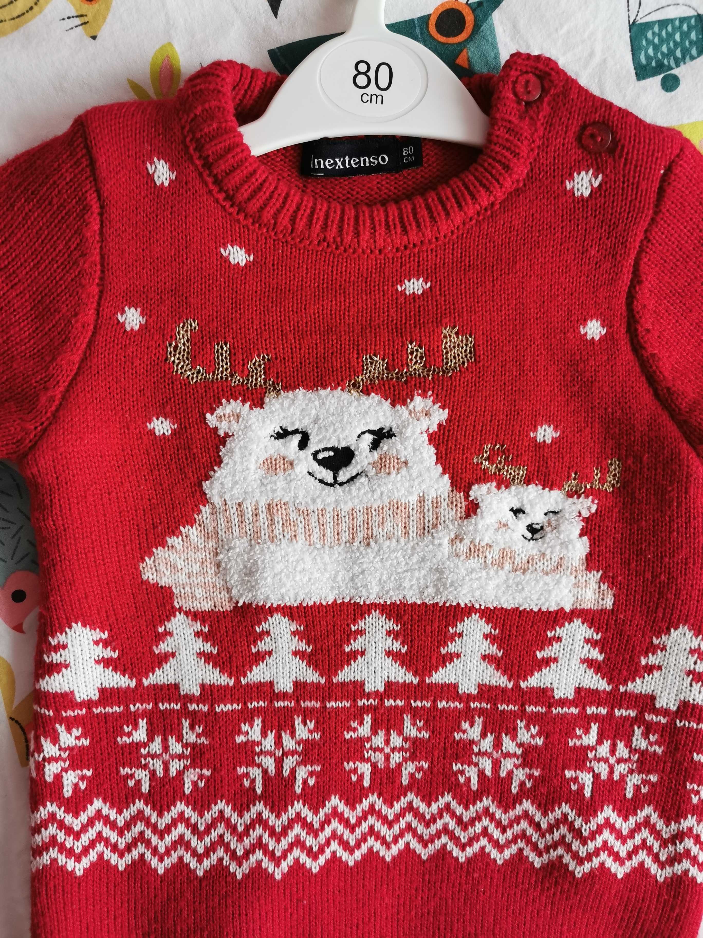 Sweter dla dziewczynki r. 80 Inextenso Święta/Boże Narodzenie
