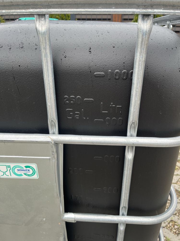Zbiornik pojemnik na wodę deszczówkę 1000l czarny spożywczy premium