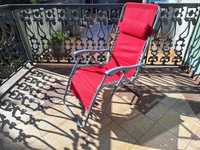 Leżak ogrodowy balkonowy leżanka fotel tekstylny sznurowany red