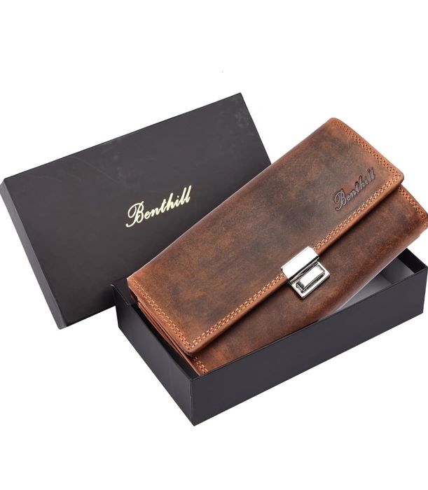 Benthill Portfel kelnerski ze skóry – ochrona RFID – Vintage Nowy