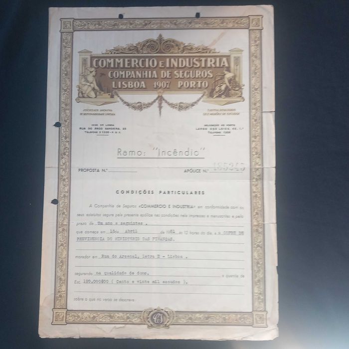 Apólice de seguro antiga