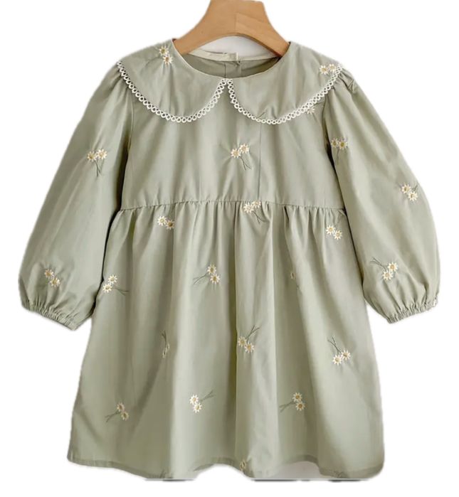 Зелена сукня для дівчинки з коміром