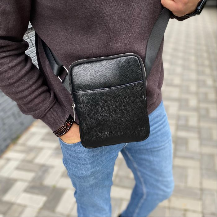 Компактна чоловіча сумка з натуральної шкіри планшетка Tablet mini