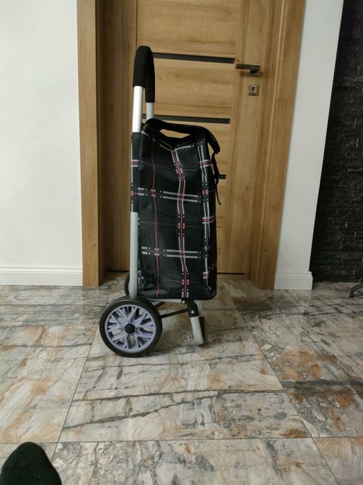 Wózek na zakupy aluminiowa rama duże koła na łożyskach