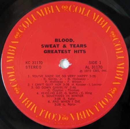 Blood, Sweat & Tears* ‎– Blood, Sweat & Tears Greatest Hits