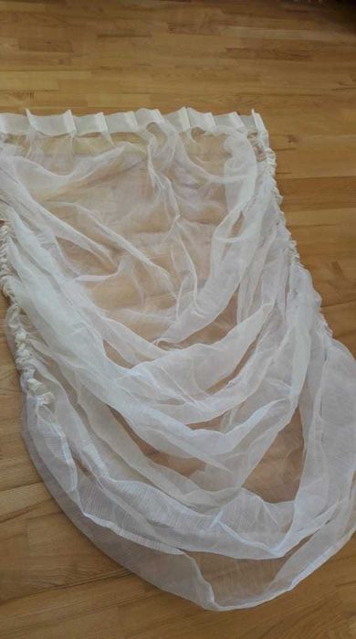 Organtyna ecru szer 90 x 150 drapowana firanka lambrekin asymetryczny