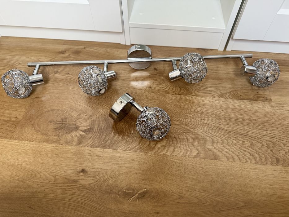 Żyrandol i kinkiet glamour srebrny