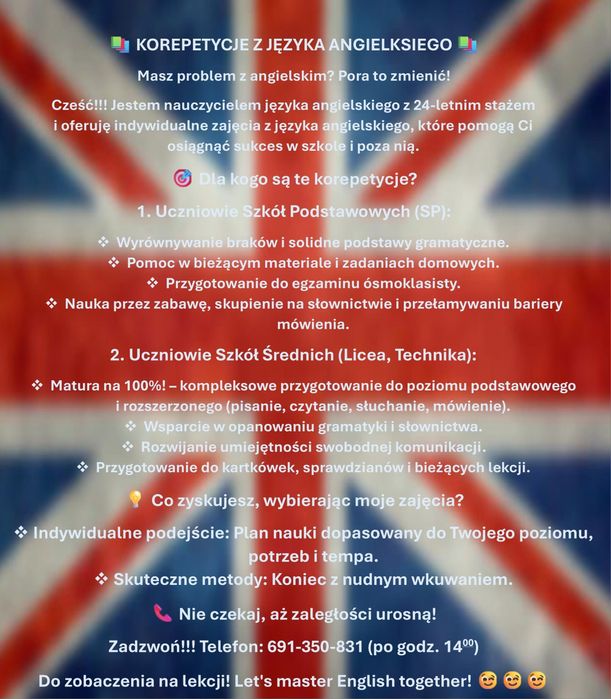 Korepetycje z języka angielskiego