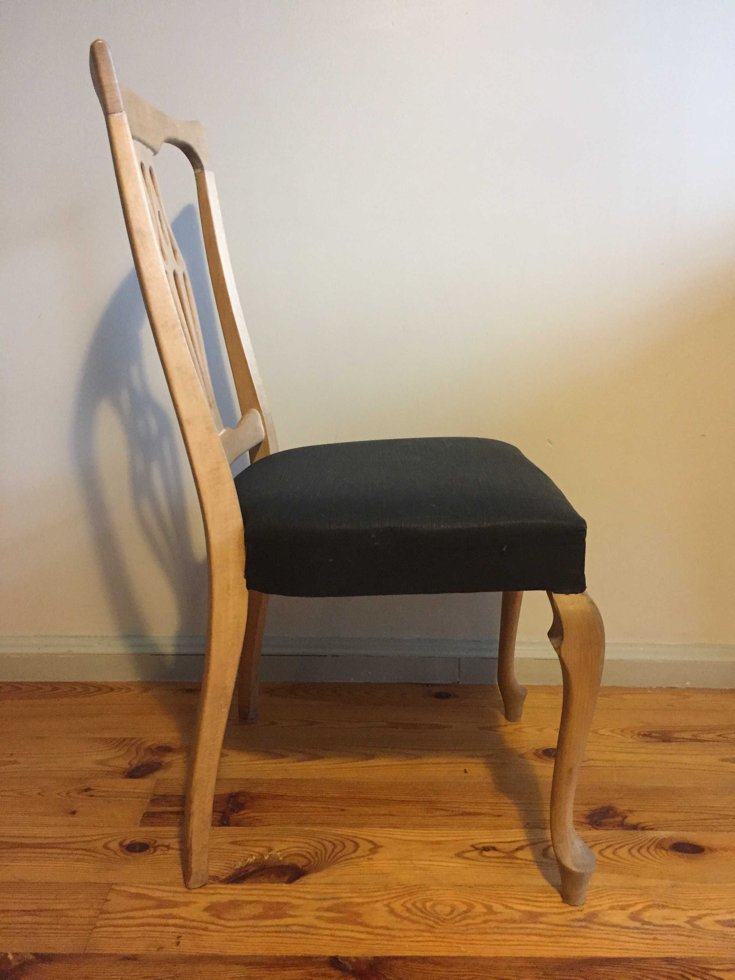 Krzesła shabby chic drewniane czarny len po renowacji stare ANTYKI