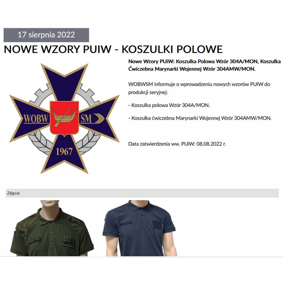 Wojskowa Koszulka Polo 304A/MON WP Rozmiar XL