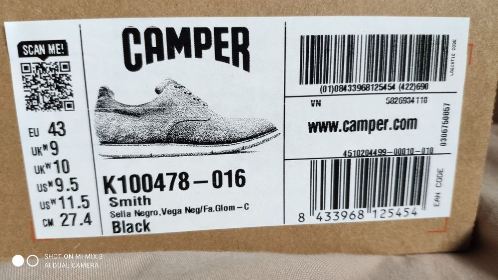 Camper Smith czarne skórzane buty rozm 43