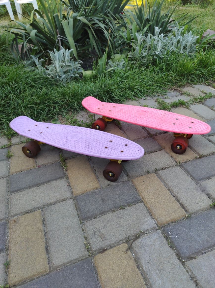 Скейт penny Pink 22" - Розовый,Лиловый57 см Светятся колеса