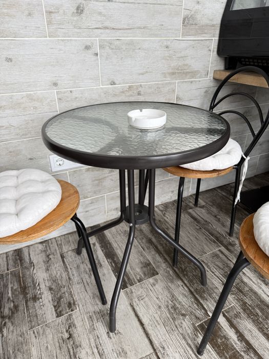 Столик стол вуличний метал скло