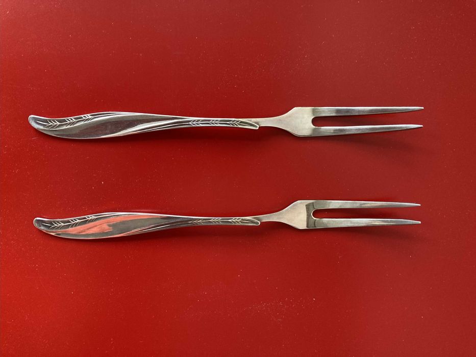 2 posrebrzane widelce do wędlin, do serwowania-Hefra, wzór amerykański