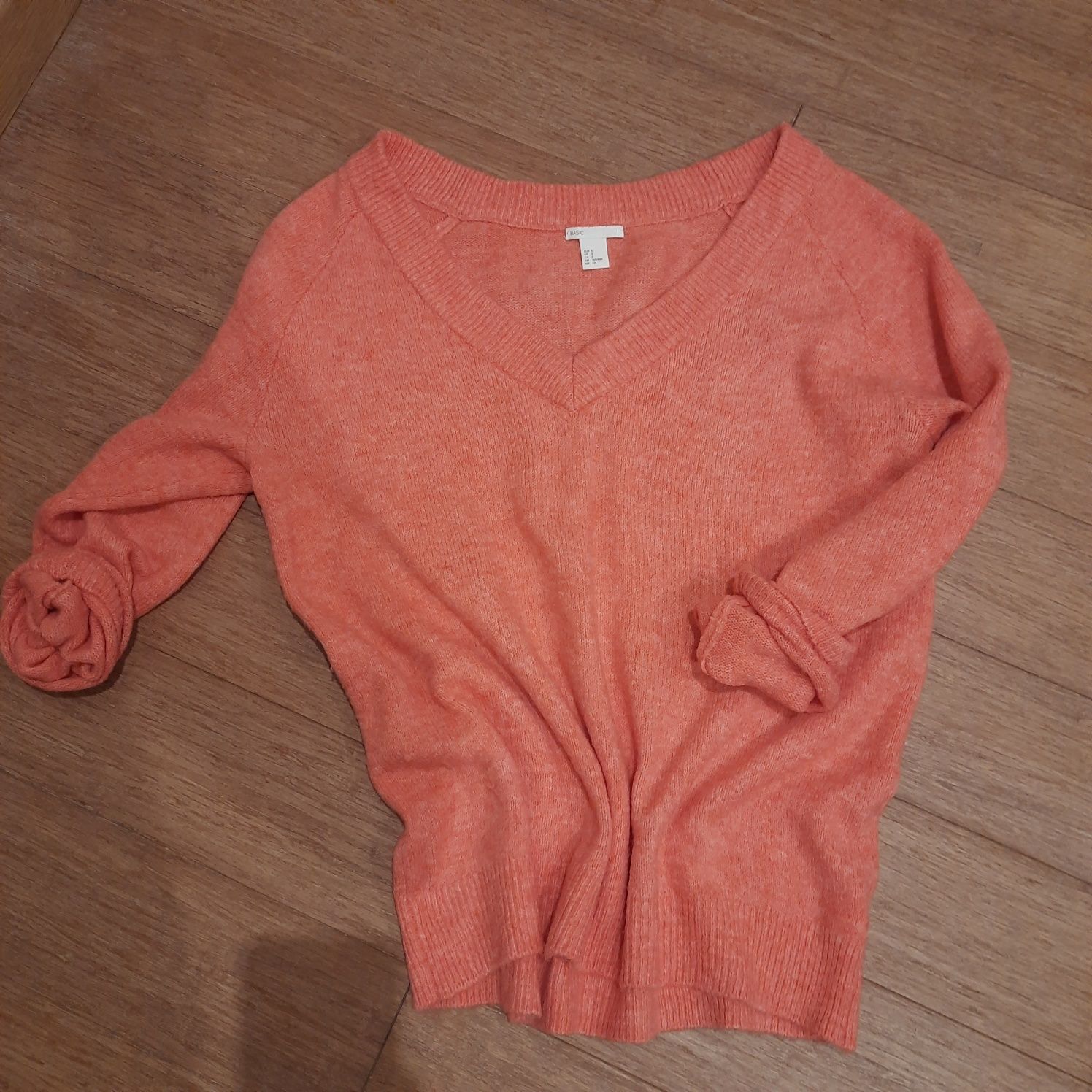 Koralowy sweter s,m,L