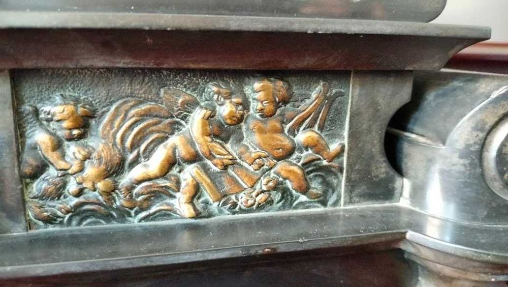 Relógio de Lareira, marmore e bronze