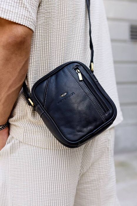 skórzana saszetka-listonoszka męska na ramię - peterson