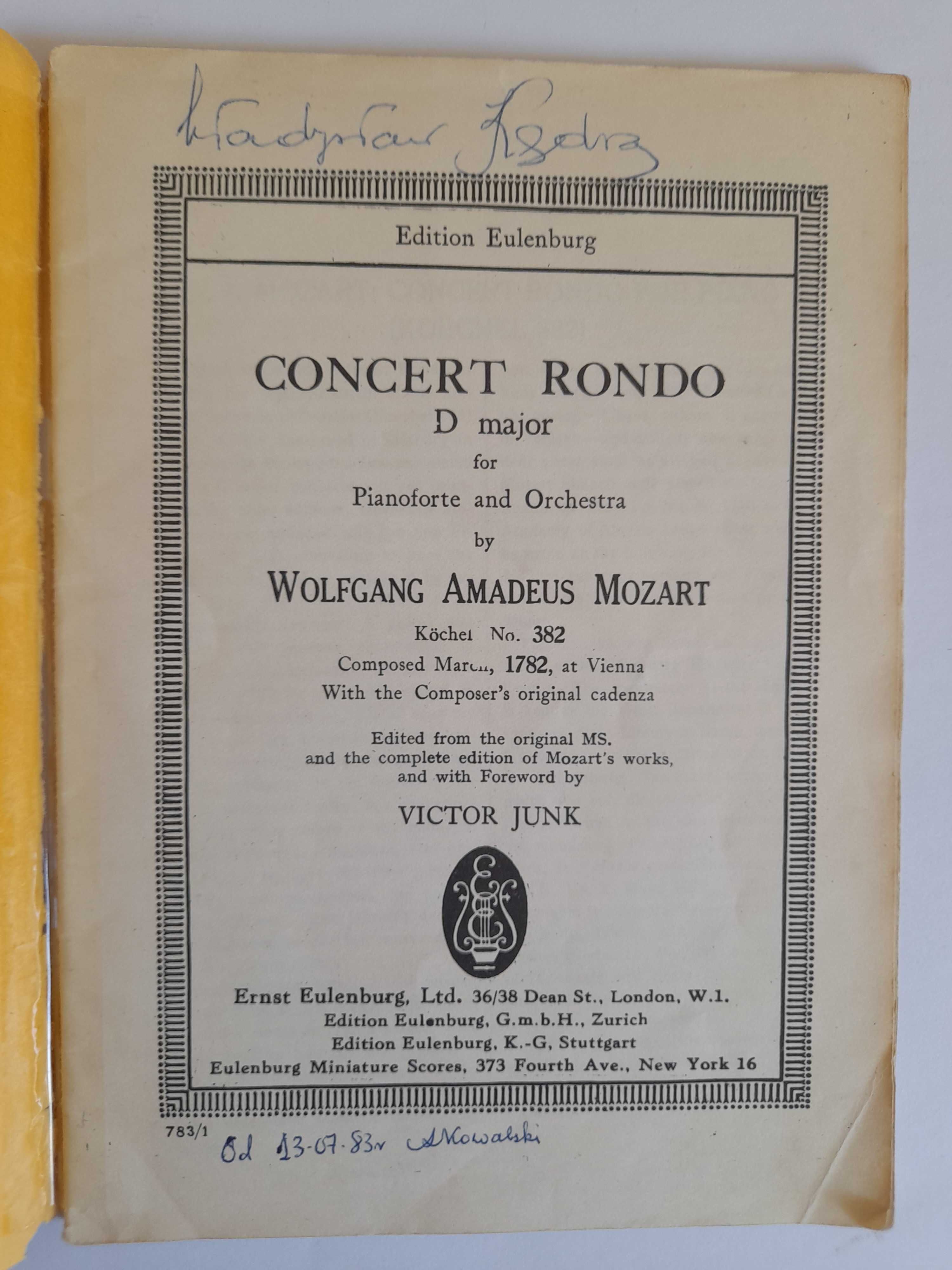 Concert Rondo for Piano KV 382 Mozart NUTY