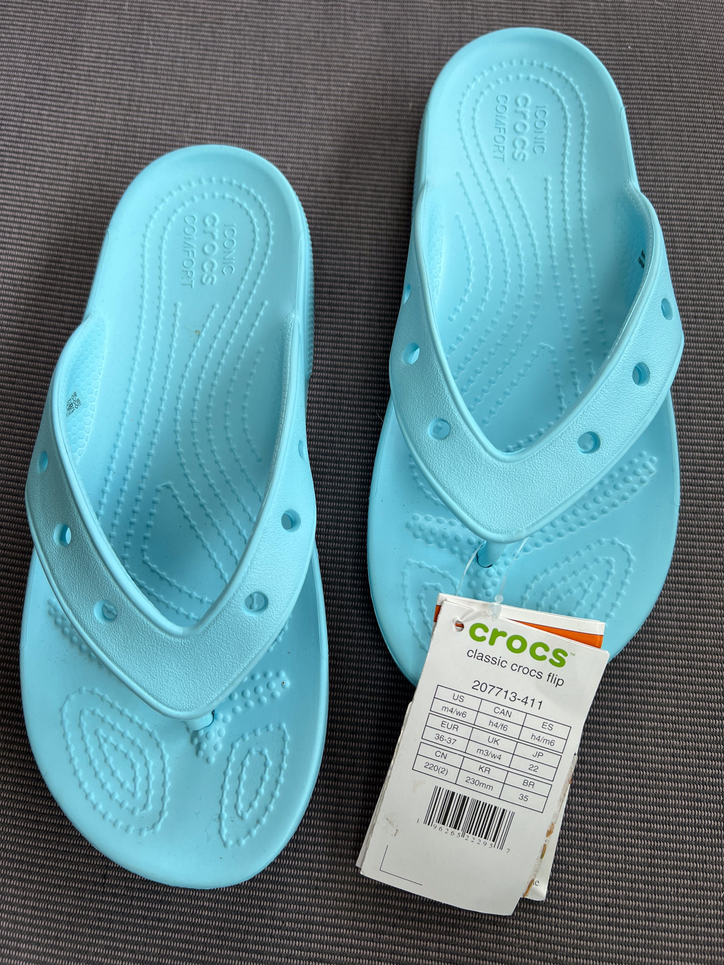 crocs flip japonki w8 roz 38/39 wkładka 25 cm turkus