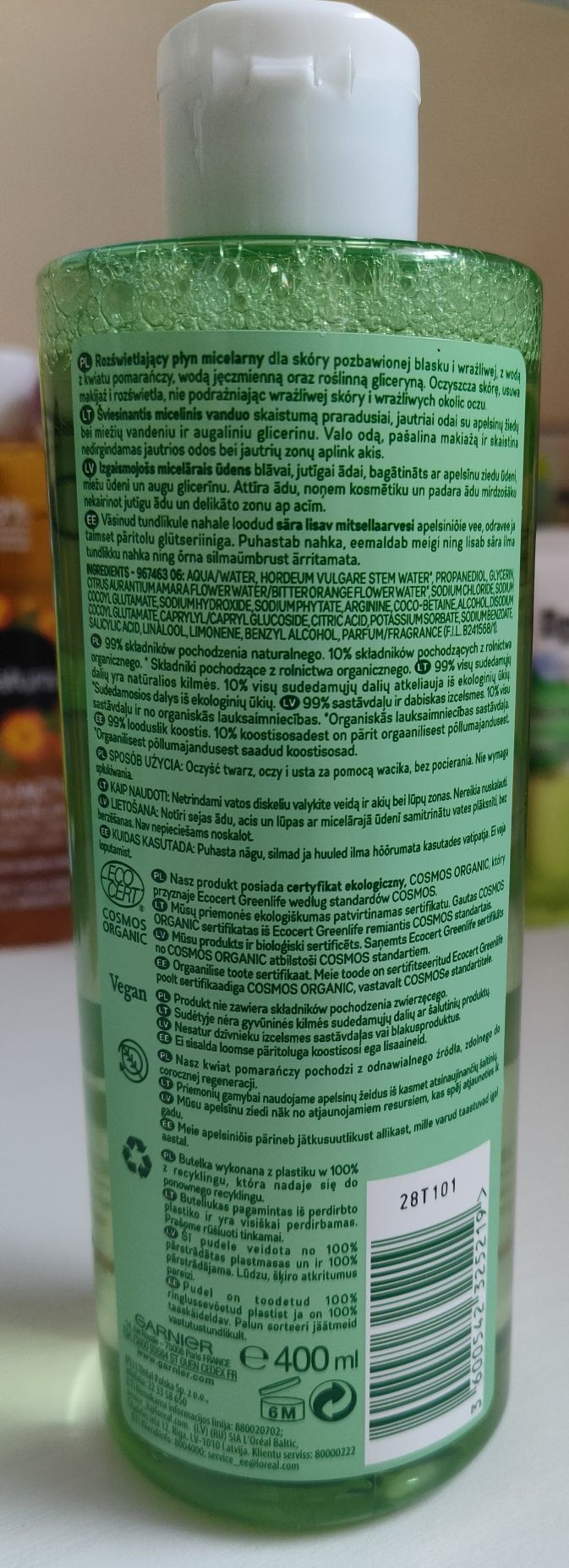 Garnier Bio rozświetlający płyn micelarny z kwiatem pomarańczy 400ml