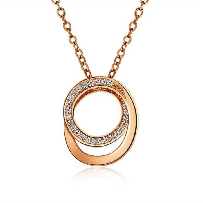 Ze srebra 925 Pozłacany Naszyjnik Łańcuszek Złoty Kółko Kółka PÓDEŁKO