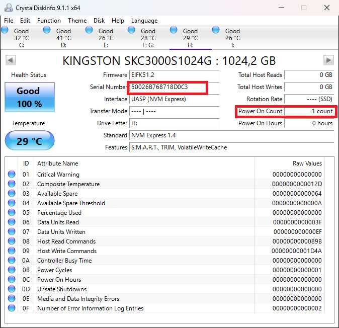 SSD M.2 Kingston KC3000 1 TB PCIe 4.0 NVMe DRAM-кеш