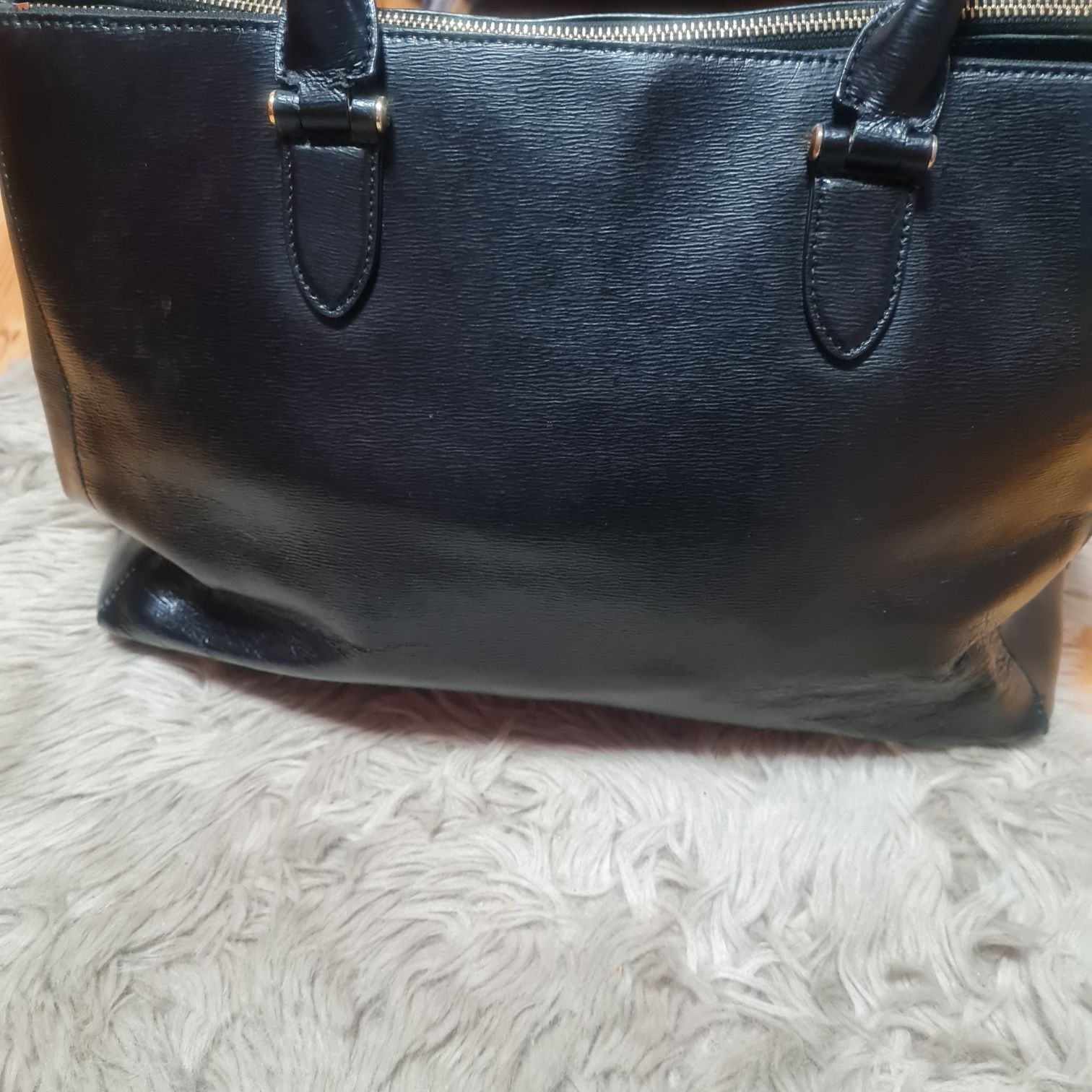 Ralph Lauren RLL duża torba torebka czarna saffiano 38x25x18