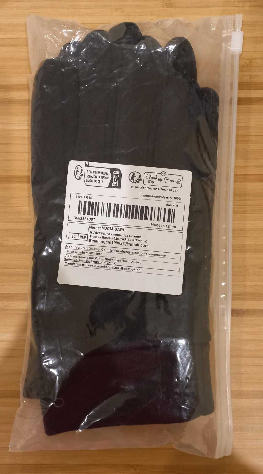 Luvas de Proteção Contra o Frio de Veludo para Homens Pretas Tam. M
