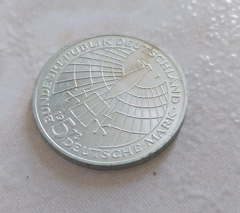 Moeda antiga alemã 5 marcos em prata