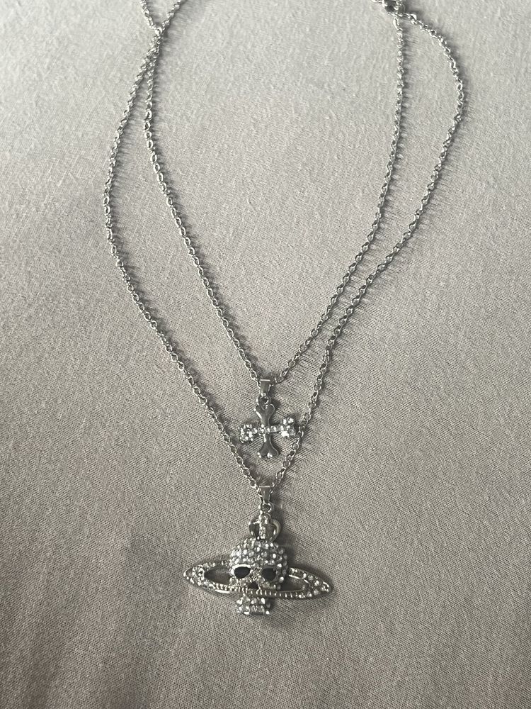 Naszyjnik czaszka krzyż necklace silver srebrny