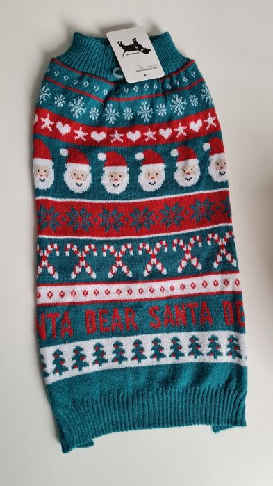 Ubranko dla zwierzaka świąteczne sweterek M mikołaje motyw świąteczny