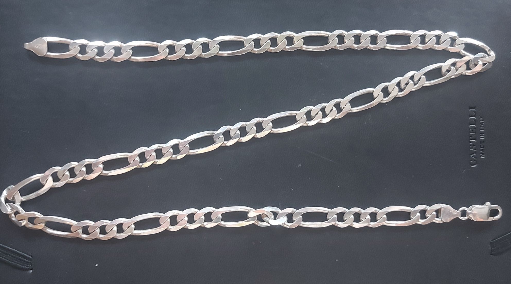 Srebrny łańcuszek próba 925 wzór Figaro 41 gram 60 cm.