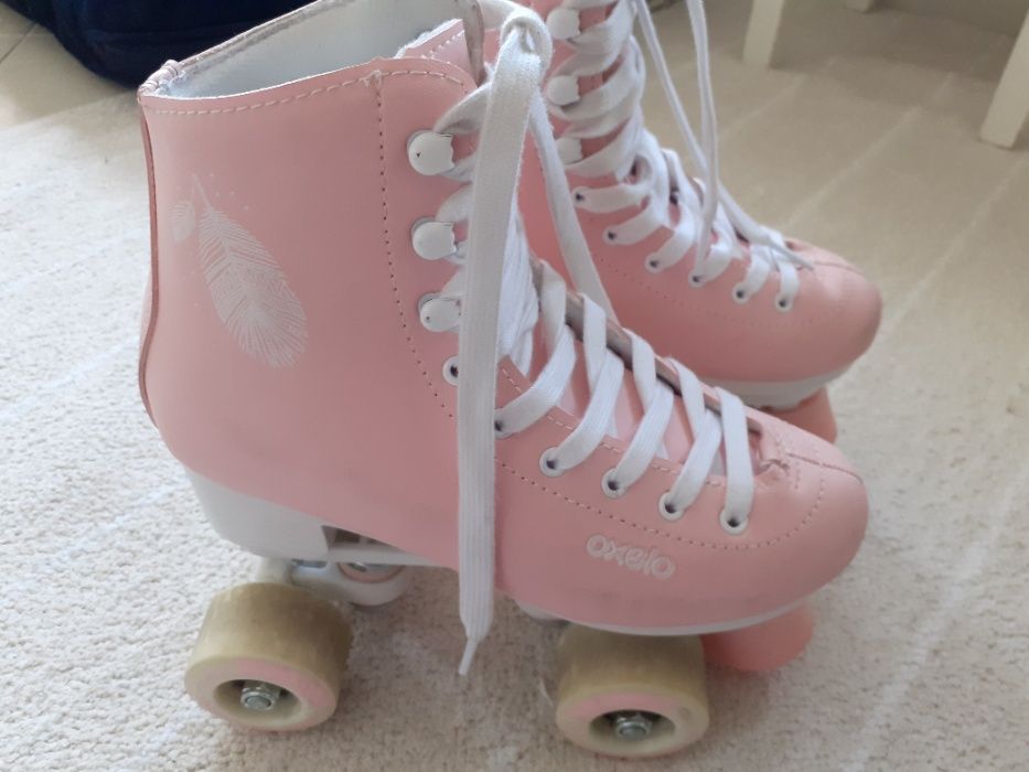 Patins de Patinagem Artística Q. 100 Rosa OXELO nº 35 +saco+ proteções