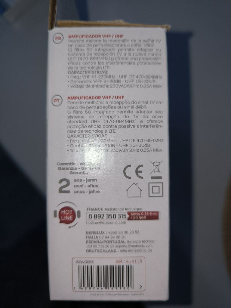Amplificar UHF/VHF 30/20dB duplo