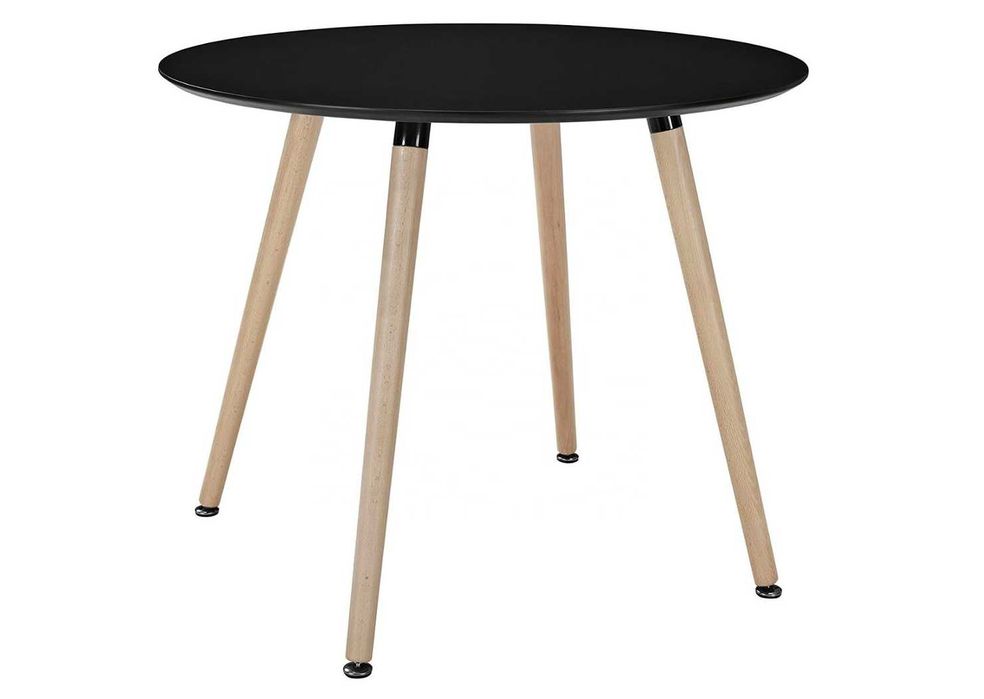 Stół Kuchenny do Jadalni Salonu Okrągły Czarny 4 nogi Elegancki Blat