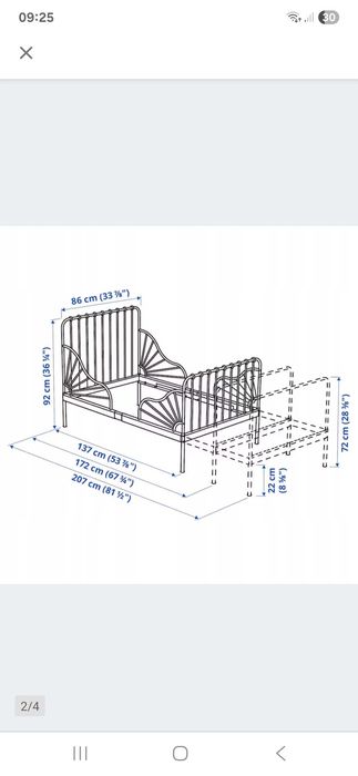 Łózko metalowe ikea minnien czarne