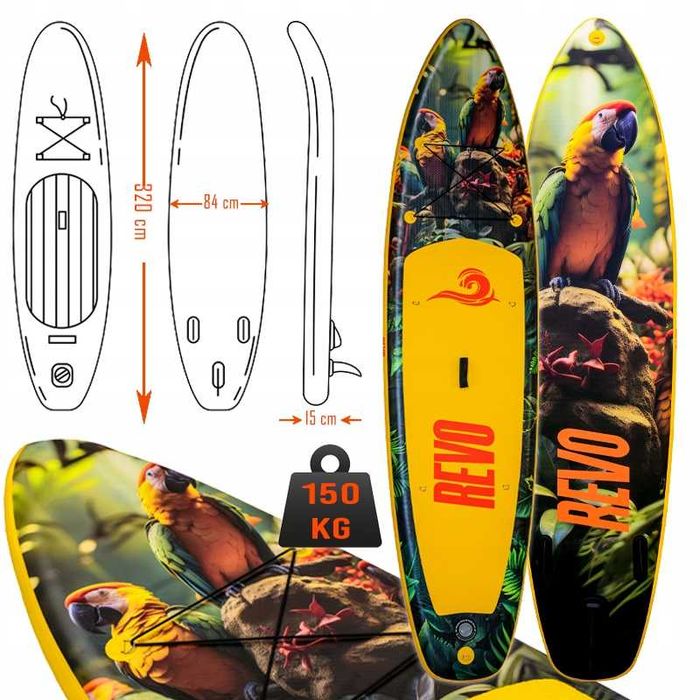 Deska SUP pompowana 320 cm + siedzisko, wiosło, plecak – zestaw