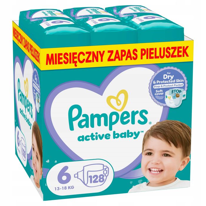Pampers Active Baby 6 128 szt. 13-18 kg Pieluszki Miesięczny zapas