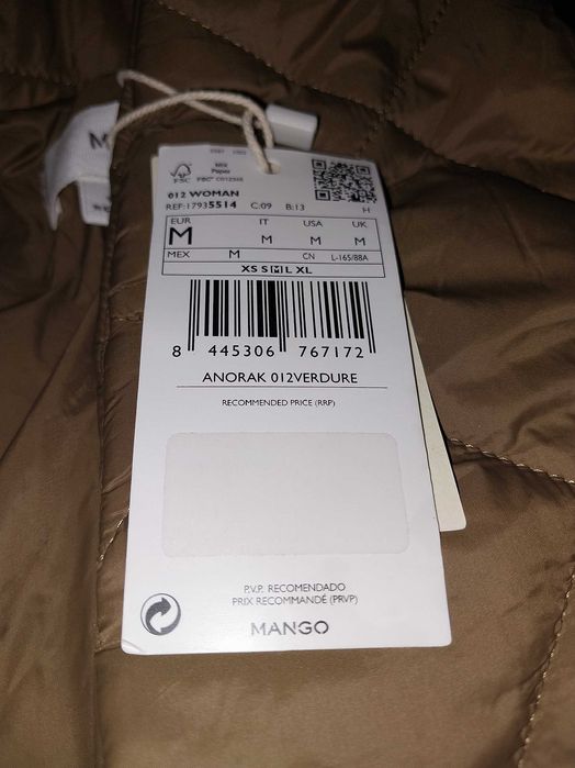 Пальто стьобане жіноче Mango