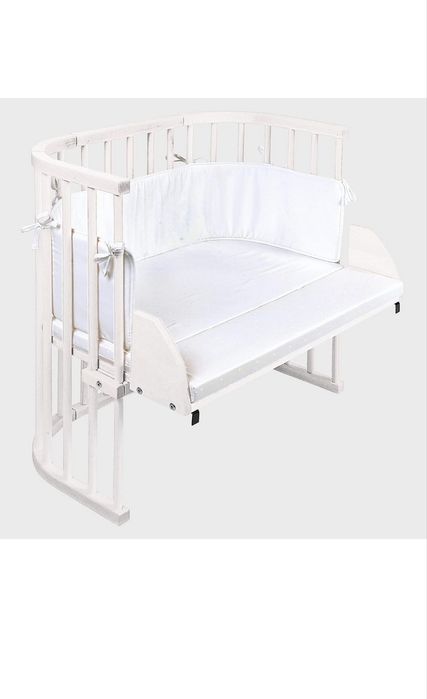 Babybay Łóżko Dostawne Przedłużenie z Materacem Białe
