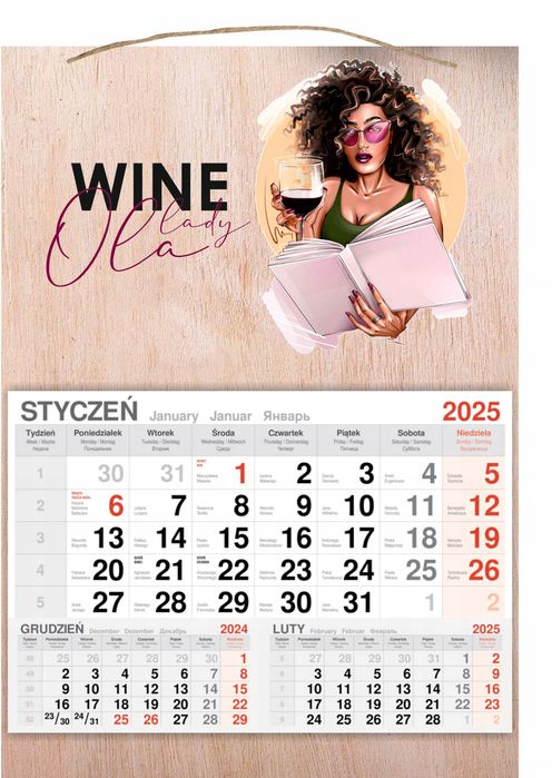 kalendarz wiszący 2025 drewniany prezent dzień kobiet personalizowany