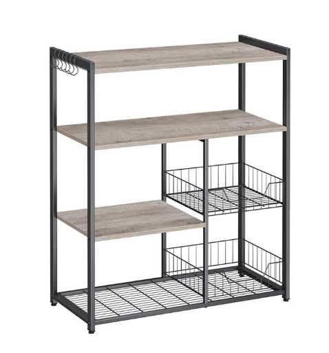 VASAGLE Regał kuchenny z 2 metalowymi koszami w kolorze szaro-czarnym