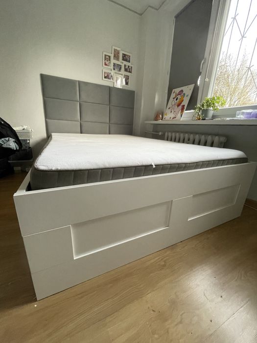 Łóżko IKEA 140x200 stelaz, materac i zagłówek