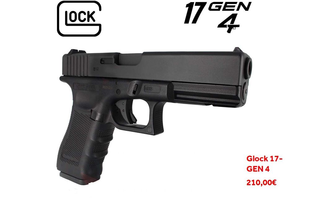 Pistola Pressão de ar (CO2) Glock 17+GEN4+GEN5 blowback de aço 4.5mm
