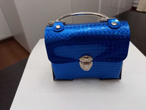 синяя перламутровая детская сумка качественная сумочка 13х11х5 см