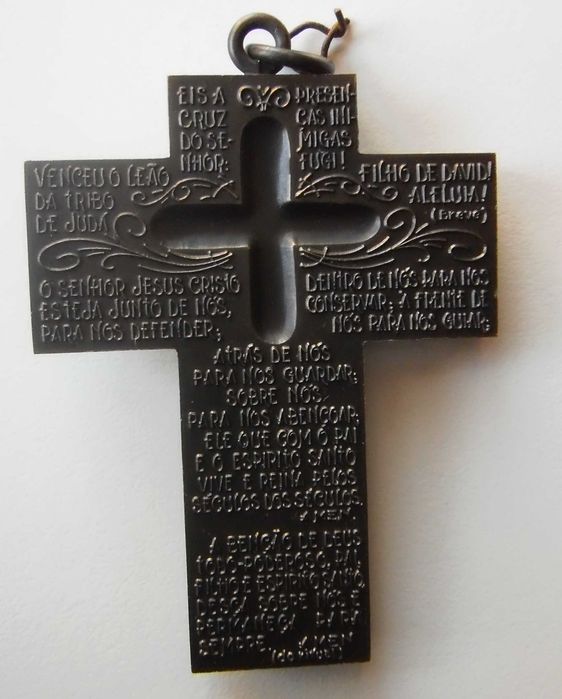 Cruz em bronze "Oração bênção Santo António" - Comemoração Franciscana