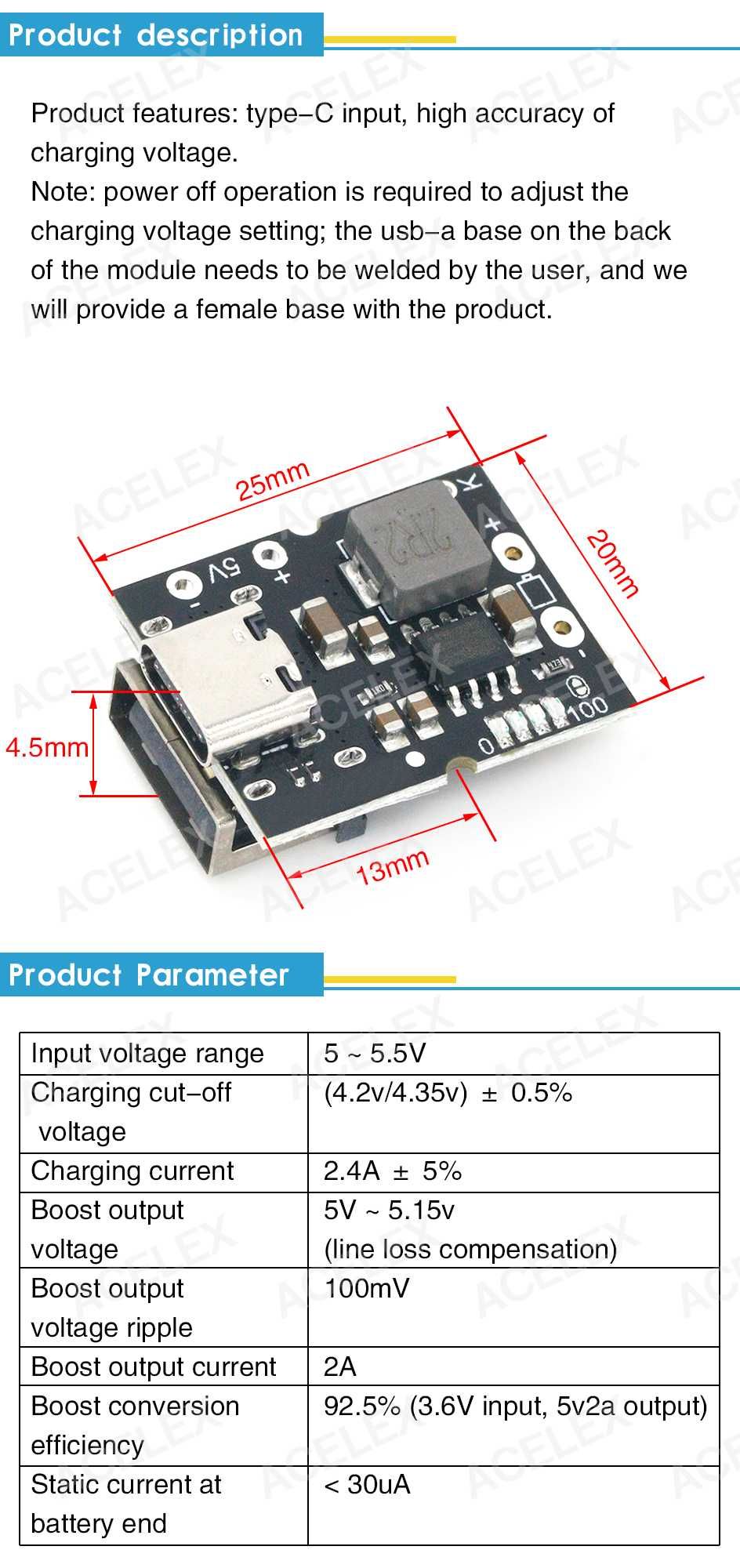 Контролер заряду Li-ion аккумуляторів Type C microUSB dc-dc