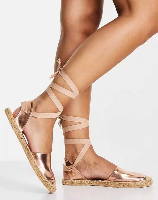 Płaskie wiązane na kostce espadryle London Rebel rozmiar 37 38 39